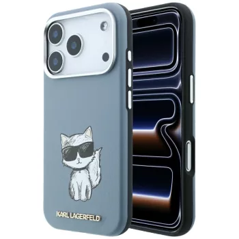   Karl Lagerfeld Smooth Choupette Sketch MagSafe iPhone 18 Pro / 17 Pro (KLHMP18L6PWCIKDB) tok, világoskék
