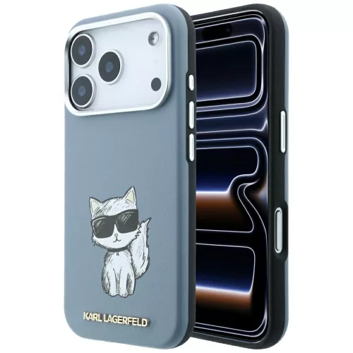 Karl Lagerfeld Smooth Choupette Sketch MagSafe iPhone 18 Pro / 17 Pro (KLHMP18L6PWCIKDB) tok, világoskék