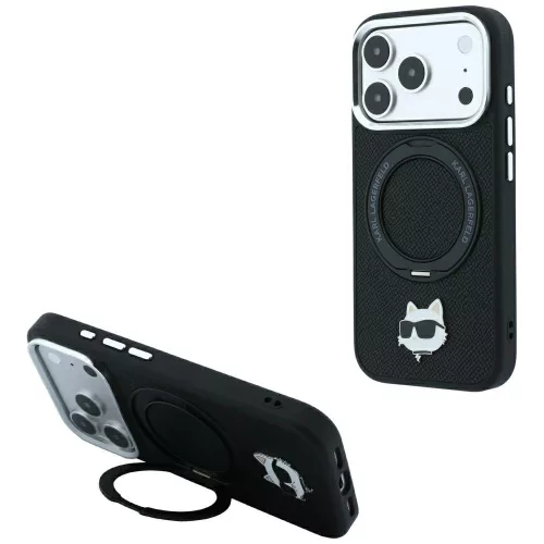 Karl LagerfeldRing St 360 Choupette Head Pin MagSafe iPhone 18 Pro Max / 17 Pro Max (KLHMP18XPSRSCHHK) tok, fekete