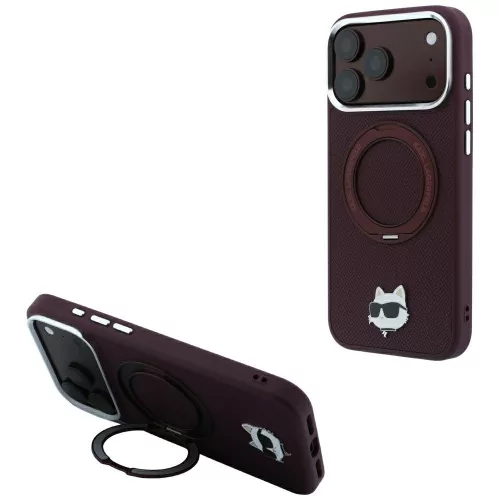 Karl LagerfeldRing St 360 Choupette Head Pin MagSafe iPhone 18 Pro Max / 17 Pro Max (KLHMP18XPSRSCHHR) tok, fekete