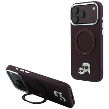   Karl LagerfeldRing St 360 Karl & Choupette Heads Pin MagSafe iPhone 18 Pro / 17 Pro (KLHMP18LPSRSKCHR) tok, bordó