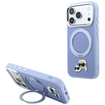   Karl LagerfeldRing St 360 Karl & Choupette Heads Pin MagSafe iPhone 18 Pro Max / 17 Pro Max (KLHMP18XPSRSKCHB) tok, kék