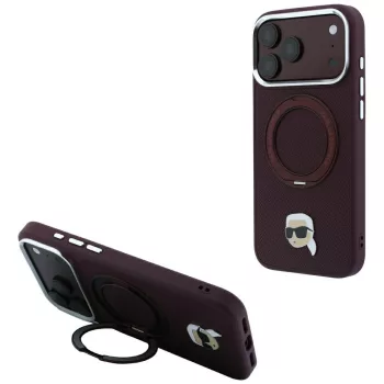   Karl LagerfeldRing St 360 Karl Head Pin MagSafe iPhone 18 Pro Max / 17 Pro Max (KLHMP18XPSRSKLHR) tok, bordó