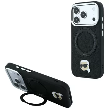   Karl LagerfeldRing St 360 Karl Head Pin MagSafe iPhone 18 Pro Max / 17 Pro Max (KLHMP18XPSRSKLHK) tok, fekete