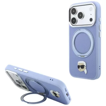   Karl LagerfeldRing St 360 Karl Head Pin MagSafe iPhone 18 Pro / 17 Pro (KLHMP18LPSRSKLHB) tok, világoskék