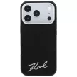 Karl Lagerfeld Saffiano Small Script Metal Logo MagSafe iPhone 18 Pro / 17 Pro (KLHMP18L6PWSKSK) tok, fekete
