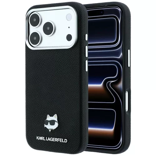 Karl Lagerfeld Grained Choupette Head Metal MagSafe iPhone 18 Pro Max / 17 Pro Max (KLHMP18X6PSCHLK) tok, fekete