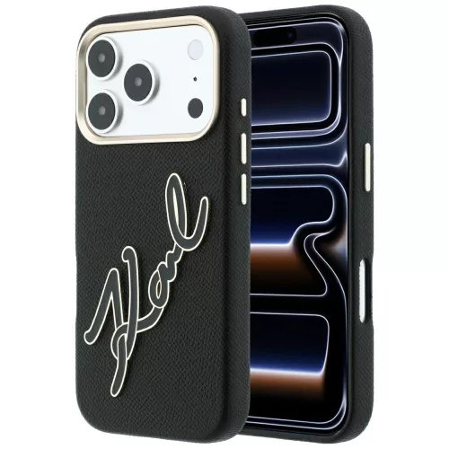 Karl Lagerfeld Smooth Big Resin Signature Logo iPhone 18 Pro / 17 Pro (KLHCP18L6PFCKSRK) tok, fekete