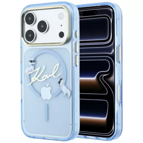 Karl Lagerfeld Script Logo MagSafe iPhone 18 Pro / 17 Pro (KLHMP18L5HKSCAL) tok, világoskék