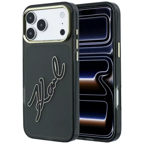 Karl Lagerfeld IML Big Signature Resin Metal Frame iPhone 18 Pro / 17 Pro (KLHCP18L6HCKSRK) tok, fekete