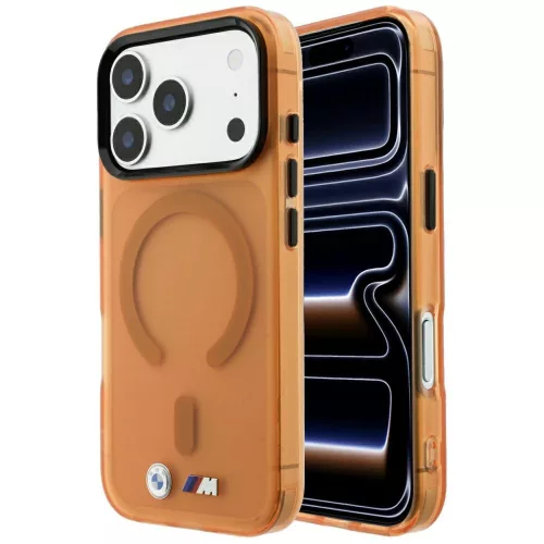 BMW M IML Frosted Metal Logo & Trims MagSafe iPhone 18 Pro / 17 Pro (BMHMP18L26HTFMILO) tok, narancssárga