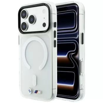   BMW M IML Frosted Metal Logo & Trims MagSafe iPhone 18 Pro / 17 Pro (BMHMP18L26HTFMILH) tok, átlátszó