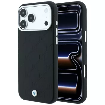   BMW Sign Deboss Quilted Metal Logo MagSafe iPhone 18 Pro / 17 Pro (BMHMP18L26SWOSPK) tok, fekete