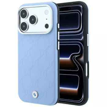   BMW Sign Deboss Quilted Metal Logo MagSafe iPhone 18 Pro / 17 Pro (BMHMP18L26SWOSPB) tok, kék