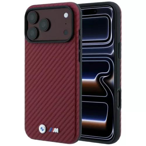 BMW MagSafe (Carbon Metal Logo) iPhone 18 Pro / 17 Pro (BMHMP18L26SWPCILR) tok, bordó