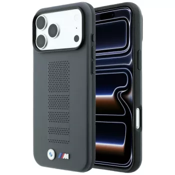   BMW M Blue Perfo Metal Logo MagSafe iPhone 18 Pro / 17 Pro (BMHMP18L26SWPPEA) tok, szürke