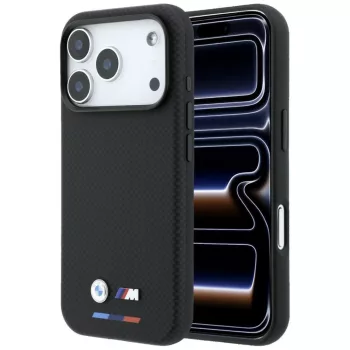   BMW M Quadrille Kevlar Tricolor & Metal Logo MagSafe iPhone 18 Pro (BMHMP18L25PUKTBOK) tok, fekete