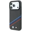 BMW M Quadrille Kevlar Print Tricolor Lines & Metal Logo MagSafe iPhone 18 Pro Max / 17 Pro Max (BMHMP18X25PUKDITA) tok, antracit