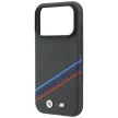 BMW M Quadrille Kevlar Print Tricolor Lines & Metal Logo MagSafe iPhone 18 Pro Max / 17 Pro Max (BMHMP18X25PUKDITA) tok, antracit