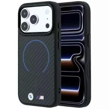   BMW M Kevlar Blue Print Ring Metal Logo MagSafe iPhone 18 Pro Max / 17 Pro Max (BMHMP18X26CFOMKB) tok, fekete