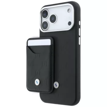   BMW Quilted Pattern Metal Logo Case+Wallet iPhone 18 Pro Max / 17 Pro Max tok, fekete