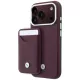 BMW Quilted Pattern Metal Logo case+wallet iPhone 18 Pro / 17 Pro tok, bordó