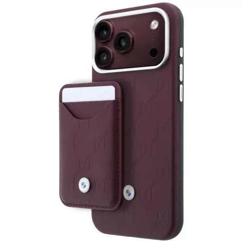 BMW Quilted Pattern Metal Logo Case+Wallet iPhone 18 Pro Max / 17 Pro Max tok, bordó
