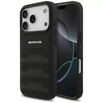   AMG Leather Debossed Lines Logo iPhone 18 Pro / 17 Pro (AMHCP18LGSEBK) tok, fekete