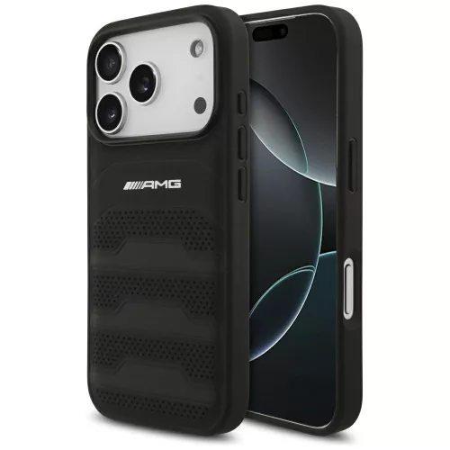 AMG Leather Debossed Lines Logo iPhone 18 Pro / 17 Pro (AMHCP18LGSEBK) tok, fekete