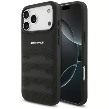   AMG Leather Debossed Lines Logo iPhone 18 Pro Max / 17 Pro Max (AMHCP18XGSEBK) tok, fekete
