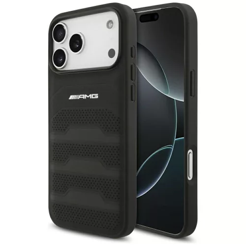 AMG Leather Debossed Lines Logo iPhone 18 Pro Max / 17 Pro Max (AMHCP18XGSEBK) tok, fekete