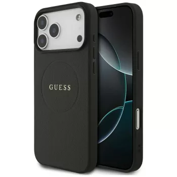   Guess Grained Gold Ring MagSafe iPhone 18 Pro Max / 17 Pro Max (GUHMP18XPGHSMMK) tok, fekete