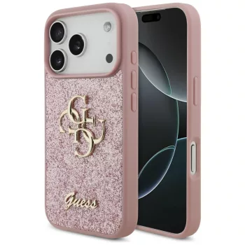   Guess Fixed Glitter Big 4G iPhone 18 Pro / 17 Pro (GUHCP18LHG4SGP) tok, rózsaszín