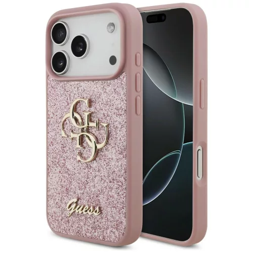Guess Fixed Glitter Big 4G iPhone 18 Pro / 17 Pro (GUHCP18LHG4SGP) tok, rózsaszín