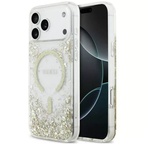 Guess Resin Bottom Glitter MagSafe iPhone 18 Pro Max / 17 Pro Max (GUHMP18XRGRGED) tok, arany