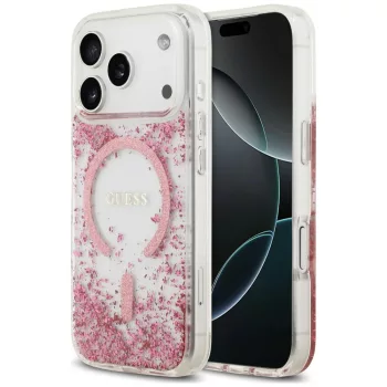   Guess Resin Bottom Glitter MagSafe iPhone 18 Pro / 17 Pro (GUHMP18LRGRGEP) tok, rózsaszín
