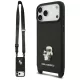Karl Lagerfeld Saffiano Karl&Choupette Metal Pin Cbdy Strap iPhone 18 Pro / 17 Pro (KLHCP18LSAKCPBK) tok, fekete