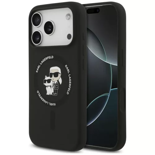 Karl Lagerfeld Silicone Karl&Choupette Ring MagSafe iPhone 18 Pro Max / 17 Pro Max (KLHMP18XSCMKCRHK) tok, fekete