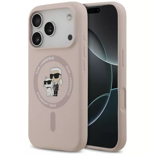 Karl Lagerfeld Silicone Karl&Choupette Ring MagSafe iPhone 18 Pro / 17 Pro (KLHMP18LSCMKCRHP) tok, rózsaszín