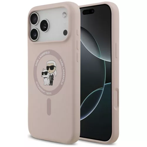 Karl Lagerfeld Silicone Karl&Choupette Ring MagSafe iPhone 18 Pro Max / 17 Pro Max (KLHMP18XSCMKCRHP) tok, rózsaszín