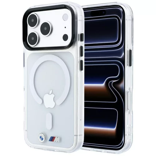 BMW M IML Glossy Metal Logo & Trims MagSafe iPhone 18 Pro / 17 Pro (BMHMP18L26HTGMILH) tok, átlátszó