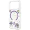 Guess Resin Flowers Glitter MagSafe iPhone 18 Pro / 17 Pro (GUHMP18LRBFGFGMU) tok, lila