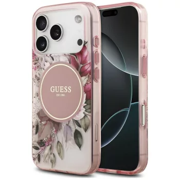   Guess IML Flower & Tonal Circle MagSafe iPhone 18 Pro / 17 Pro (GUHMP18LHFWBDCEP) tok, rózsaszín