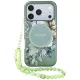 Guess IML Flowers Pearl Strap MagSafe iPhone 18 Pro / 17 Pro (GUHMP18LHFWBRCESN) tok, zöld