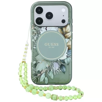   Guess IML Flowers Pearl Strap MagSafe iPhone 18 Pro Max / 17 Pro Max (GUHMP18XHFWBRCESN) tok, zöld