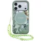 Guess IML Flowers Pearl Strap MagSafe iPhone 18 Pro Max / 17 Pro Max (GUHMP18XHFWBRCESN) tok, zöld
