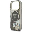 Guess IML Glitter Flowers Triangle MagSafe iPhone 18 Pro Max / 17 Pro Max (GUHMP18XHFLPEDK) tok, fekete