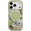 Guess IML Glitter Flowers Triangle MagSafe iPhone 18 Pro Max / 17 Pro Max (GUHMP18XHFLPEDN) tok, zöld