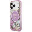 Guess IML Glitter Flowers Triangle MagSafe iPhone 18 Pro / 17 Pro (GUHMP18LHFLPEDU) tok, lila
