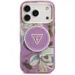 Guess IML Glitter Flowers Triangle MagSafe iPhone 18 Pro / 17 Pro (GUHMP18LHFLPEDU) tok, lila